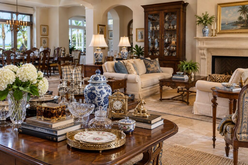 Estate sale services Belleair FL with fine furniture, artwork, collectibles and household belongings professionally organized and staged for an estate sale