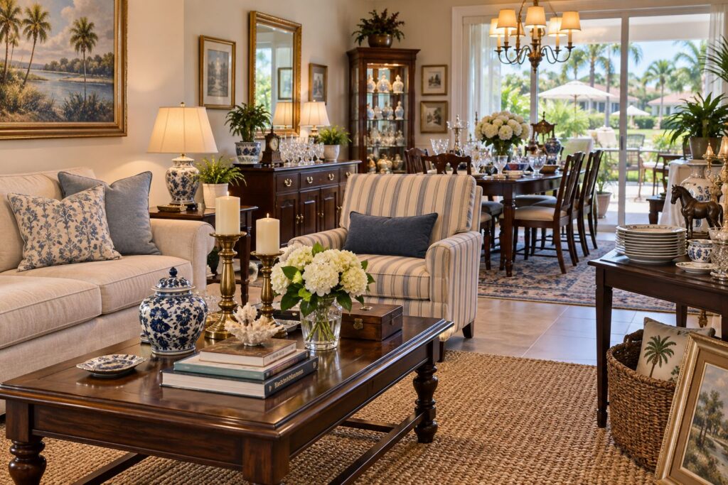 Estate sale services Largo FL with furniture, collectibles, artwork and household belongings professionally organized and staged for an estate sale