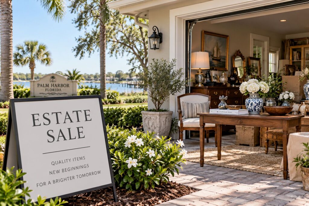 Estate sale services Palm Harbor FL helping families organize and prepare household belongings for a professionally managed estate sale