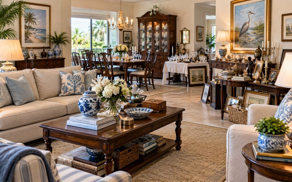 Estate sale services Seminole FL with furniture, collectibles and household belongings professionally organized and staged for an estate sale