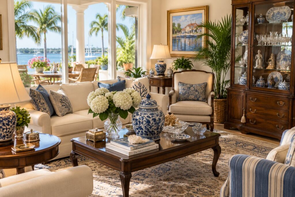 Professional estate sale services in Tarpon Springs FL with furniture, collectibles and household belongings organized and staged for an estate sale